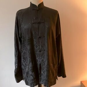 Shanghai Tang black and lime green changshan (jacket) size ten